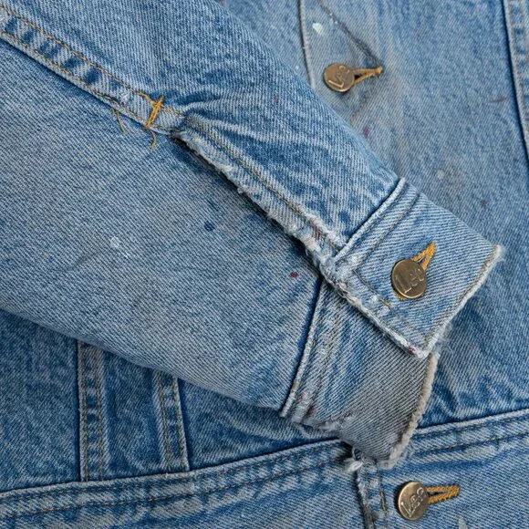 Vintage Lee Storm Rider Denim Jacket Blanket Lined Corduroy Collar - Picture 7 of 14